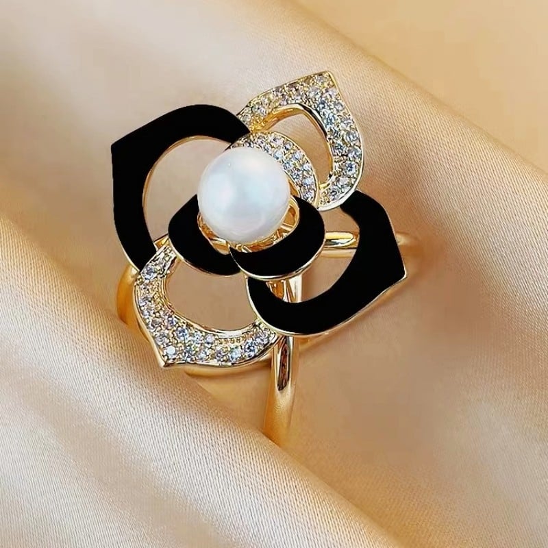 Šalni gumb - bakar, cvjetni oblik, cirkon ugraviran, elektroplirano, japansko-korejski stil