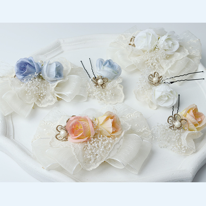 Lolita ukosnica za kosu s mašnicom i čipkom, svilen cvijet – poliester, ručna izrada, mogućnost prilagodbe, individualno pakiranje