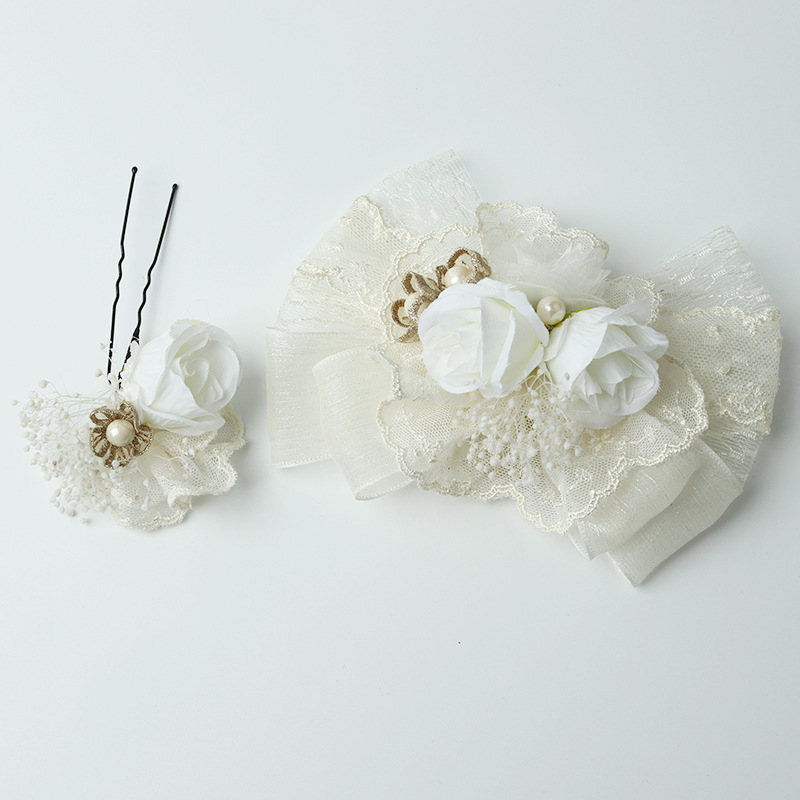 Lolita ukosnica za kosu s mašnicom i čipkom, svilen cvijet – poliester, ručna izrada, mogućnost prilagodbe, individualno pakiranje