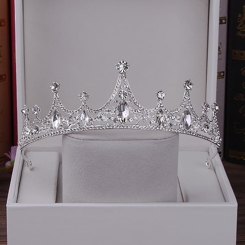 Vjenčana tiara | metalna osnova, elektroplatiniranje, nježan ženski stil, kristali