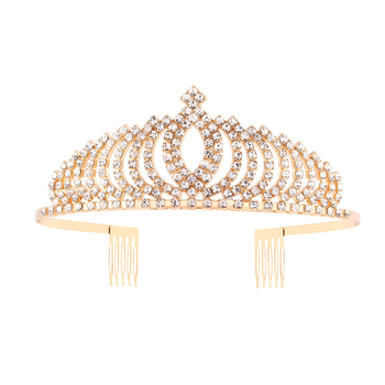 Vjenčani tiara za glavu, Metal, Jednostavan ženski stil, Dizajn: Kruna, Bijeli kristali, Mogućnost prilagodbe