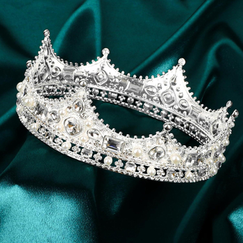 Κορώνη από κράμα ψευδάργύρου με λευκά κρύσταλλα, ηλεκτροπλατινοποιημένη επίστρωση, cosplay ανδρική κορώνα για γιορτή, γυναικείο στυλ κεφαλιού