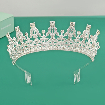 Tiara pentru cap cu efect diamantat, din aliaj | Cristale albe | Prelucrare: gravură metalică | Personalizare: Da