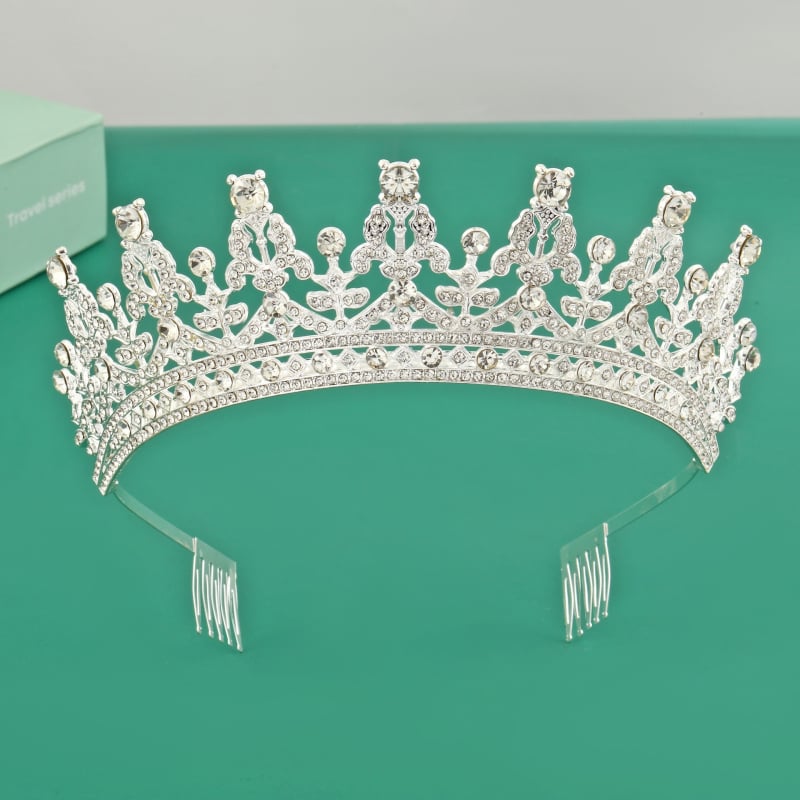 Tiara pentru cap cu efect diamantat, din aliaj | Cristale albe | Prelucrare: gravură metalică | Personalizare: Da