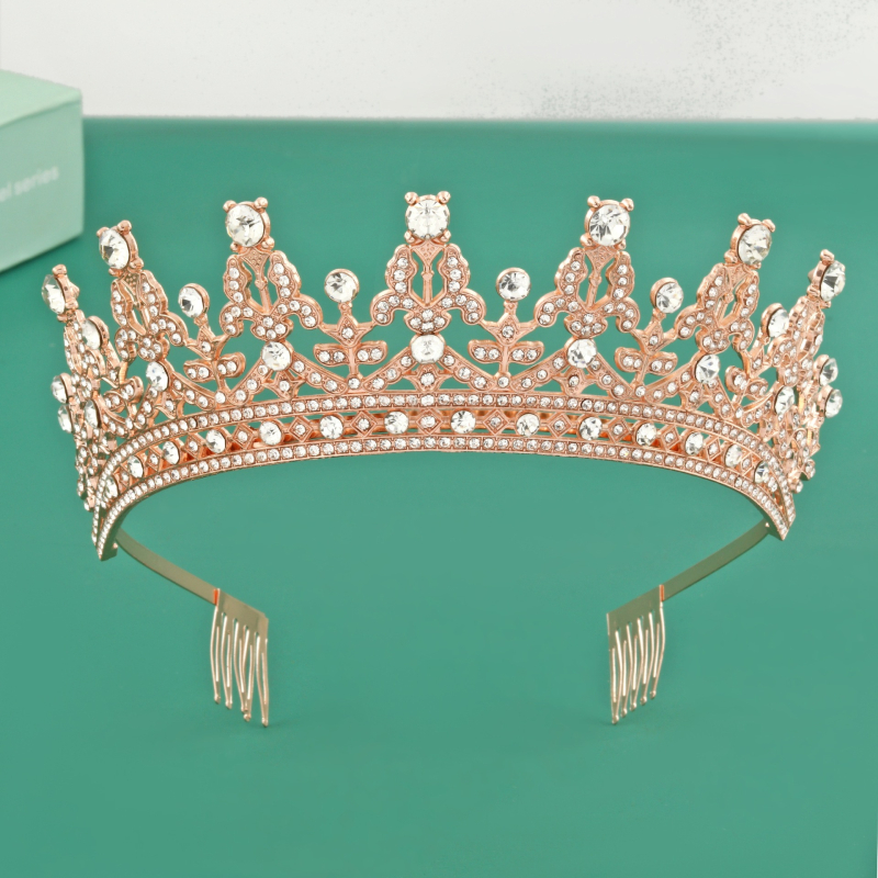 Tiara pentru cap cu efect diamantat, din aliaj | Cristale albe | Prelucrare: gravură metalică | Personalizare: Da