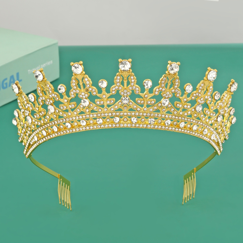 Tiara pentru cap cu efect diamantat, din aliaj | Cristale albe | Prelucrare: gravură metalică | Personalizare: Da