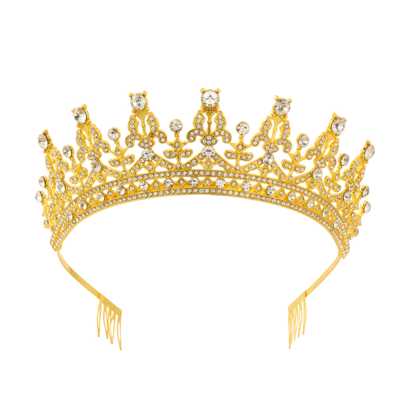 Tiara pentru cap cu efect diamantat, din aliaj | Cristale albe | Prelucrare: gravură metalică | Personalizare: Da