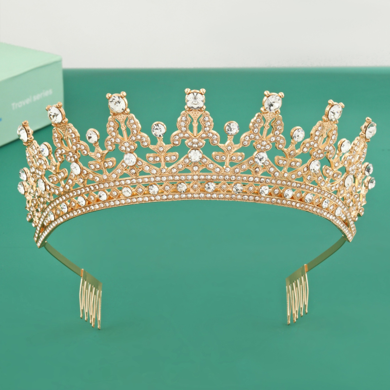 Tiara pentru cap cu efect diamantat, din aliaj | Cristale albe | Prelucrare: gravură metalică | Personalizare: Da