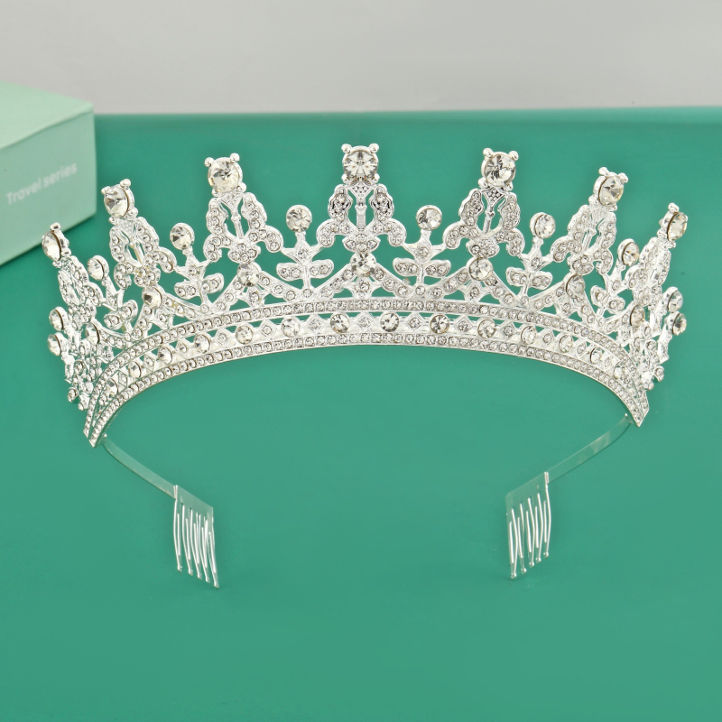Tiara pentru cap cu efect diamantat, din aliaj | Cristale albe | Prelucrare: gravură metalică | Personalizare: Da