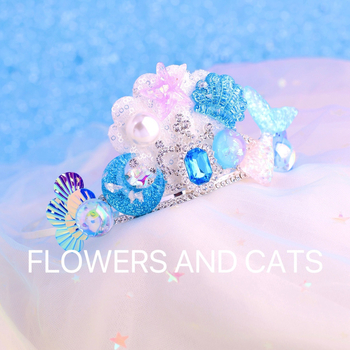 Diademă pentru păr sirena cu perle și strasuri, formă de coroană, vară 2024