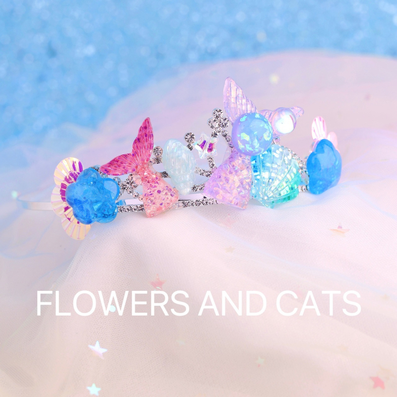 Diademă pentru păr sirena cu perle și strasuri, formă de coroană, vară 2024