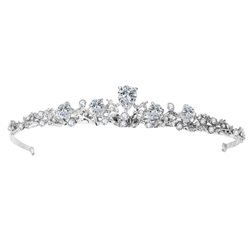 Nevjesta tiara za kosu s AAA cirkon kamenom, kapkovitog oblika, minimalistički stil, elektroplatinirana legura