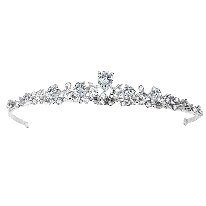 Nevjesta tiara za kosu s AAA cirkon kamenom, kapkovitog oblika, minimalistički stil, elektroplatinirana legura