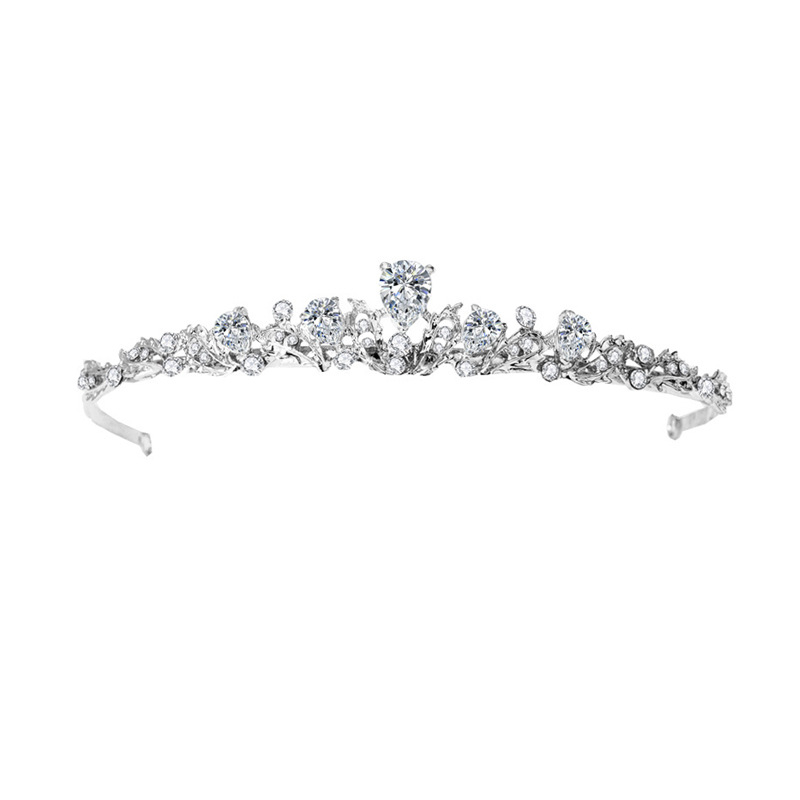 Nevjesta tiara za kosu s AAA cirkon kamenom, kapkovitog oblika, minimalistički stil, elektroplatinirana legura
