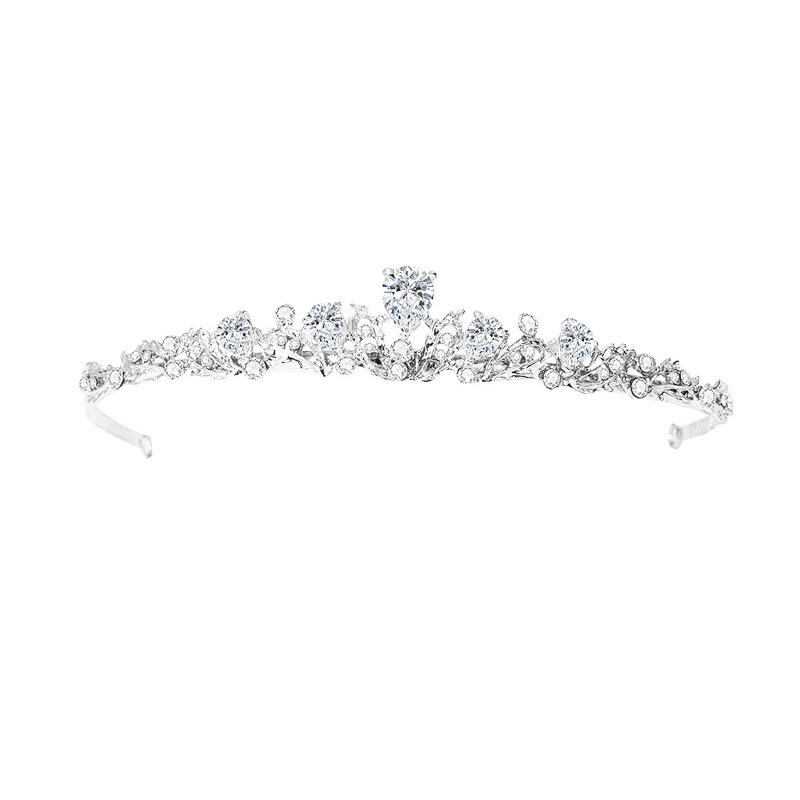 Nevjesta tiara za kosu s AAA cirkon kamenom, kapkovitog oblika, minimalistički stil, elektroplatinirana legura