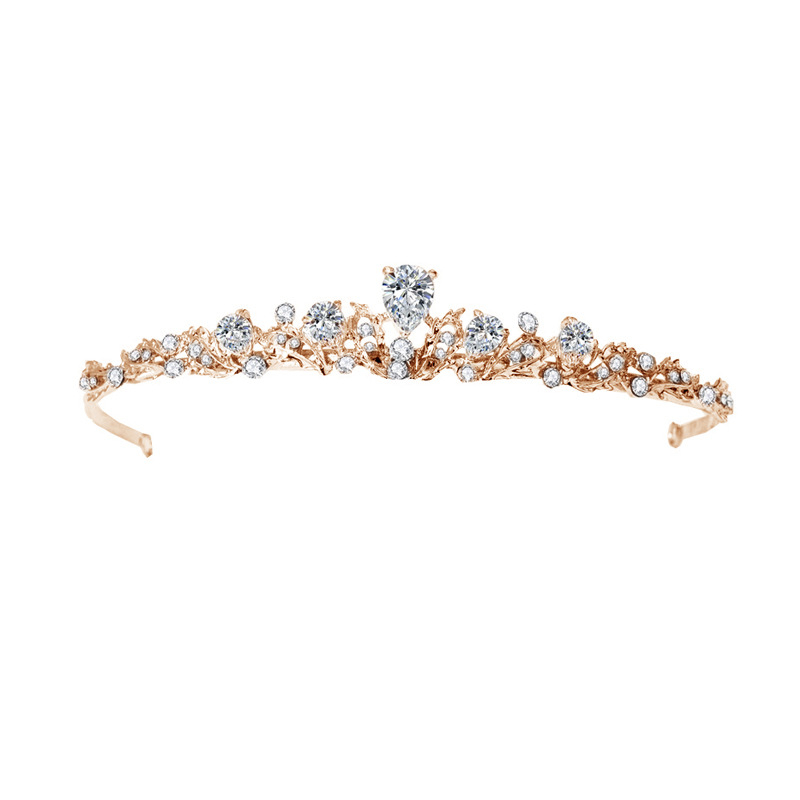 Nevjesta tiara za kosu s AAA cirkon kamenom, kapkovitog oblika, minimalistički stil, elektroplatinirana legura