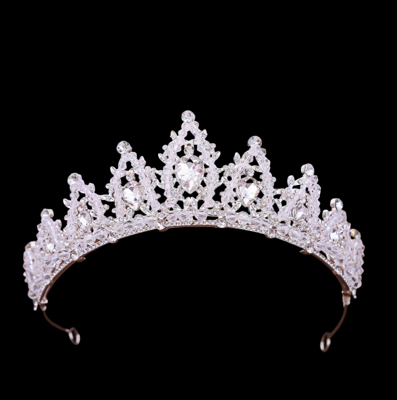 Elektroplatinirana tiara s kristalima, Barokna princeza, oblik kapljice vode – svadbeni dodatak za kosu za žene