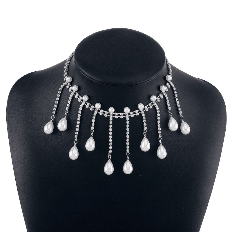 Set kruna za glavu s ukrasom za čelo i ogrlicom (Materijal: Rhinestone; Obrada: Elektroplating; Unisex; Model: Kruna; Vrsta kristala: Crystal)