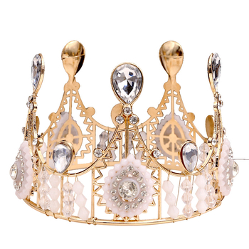 Vjenčana tiara s čipkom, ručno izrađena od željeza; kristali; marka Qianzi Bride; porijeklo Jinhua; ženski stil