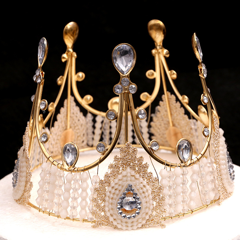 Vjenčana tiara s čipkom, ručno izrađena od željeza; kristali; marka Qianzi Bride; porijeklo Jinhua; ženski stil