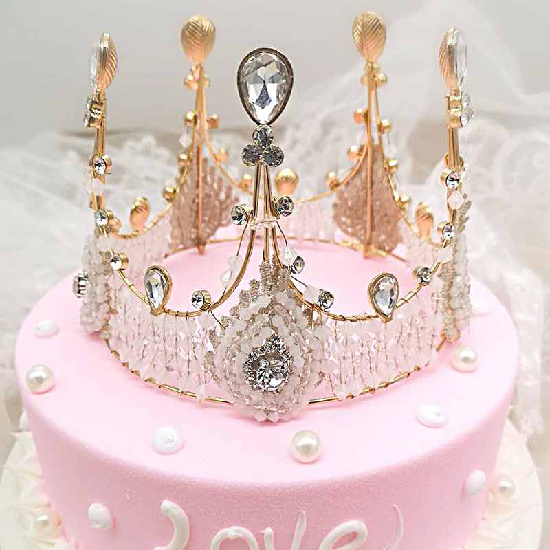 Vjenčana tiara s čipkom, ručno izrađena od željeza; kristali; marka Qianzi Bride; porijeklo Jinhua; ženski stil