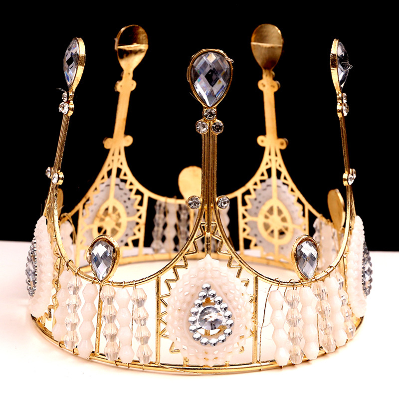 Vjenčana tiara s čipkom, ručno izrađena od željeza; kristali; marka Qianzi Bride; porijeklo Jinhua; ženski stil