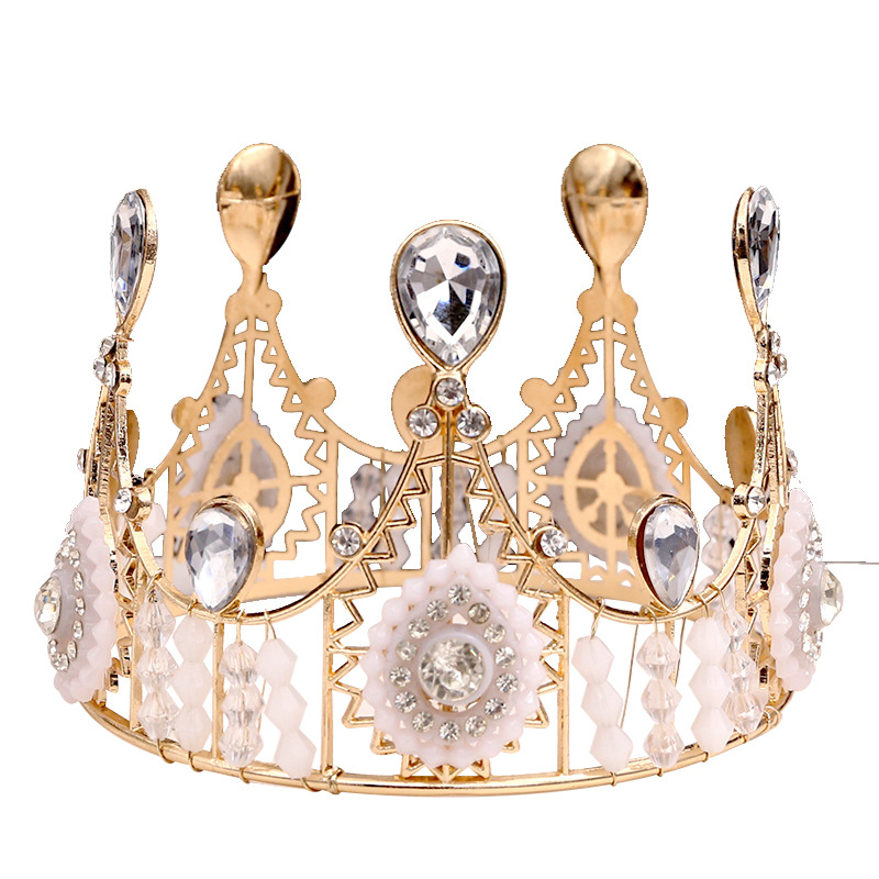 Vjenčana tiara s čipkom, ručno izrađena od željeza; kristali; marka Qianzi Bride; porijeklo Jinhua; ženski stil