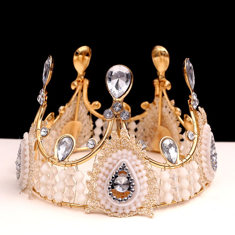 Vjenčana tiara s čipkom, ručno izrađena od željeza; kristali; marka Qianzi Bride; porijeklo Jinhua; ženski stil