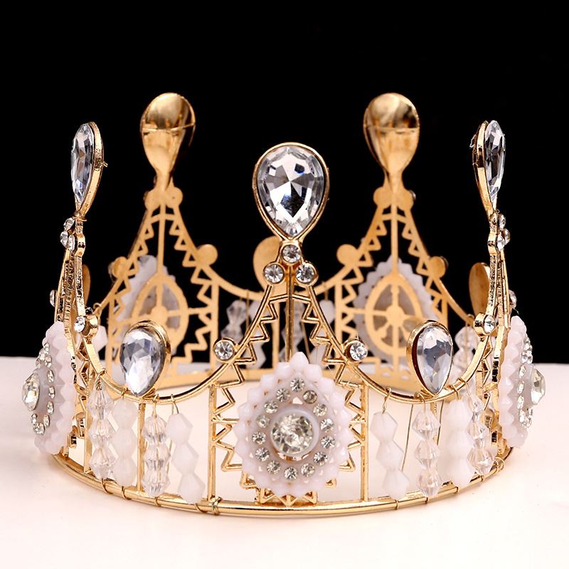 Vjenčana tiara s čipkom, ručno izrađena od željeza; kristali; marka Qianzi Bride; porijeklo Jinhua; ženski stil