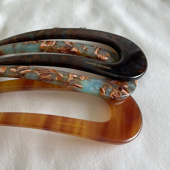 Xinxuan U-formájú hajcsat, koreai stílus, geometriai dizájn, anyag: acetátlemez