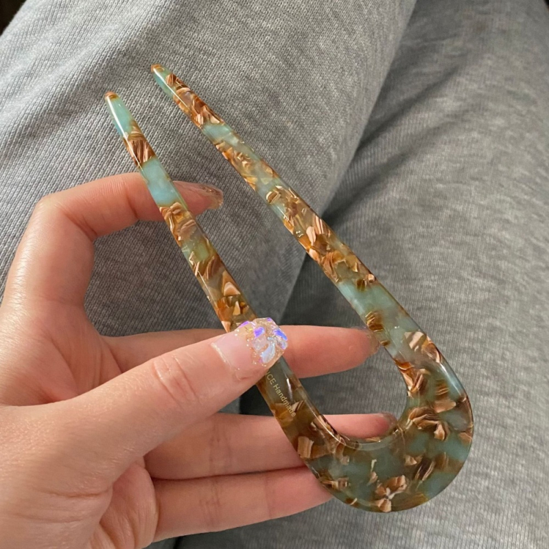 Xinxuan U-formájú hajcsat, koreai stílus, geometriai dizájn, anyag: acetátlemez