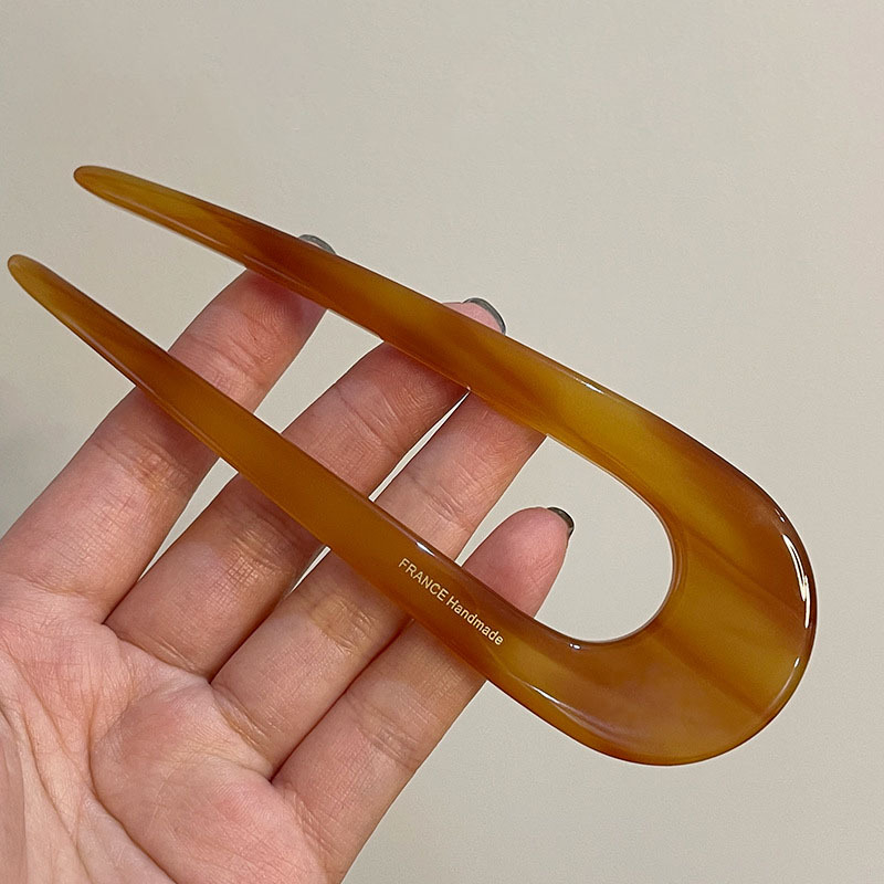 Xinxuan U-formájú hajcsat, koreai stílus, geometriai dizájn, anyag: acetátlemez