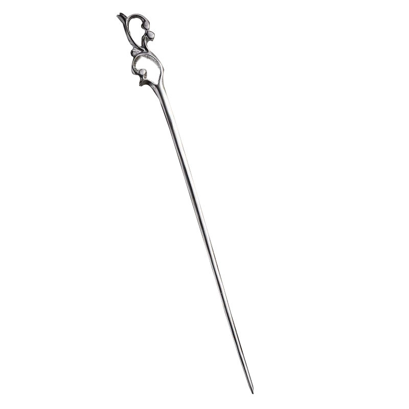 Hajtű virággal — Vintage stílus, fém, elektroplakálás (Anyag: Fém; Stílus: Vintage; Díszítés: Virág; Feldolgozás: Elektroplakálás)