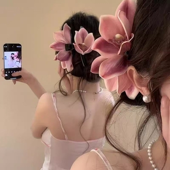 Hajcsipesz gyantából Cymbidium orchidea alakú fogóval, kézzel készített, shark clip típusú, nőknek, 2025 tavasz, pásztor stílus – friss és édes