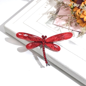 Kristályszitakötő bross Luo Xiang, nőknek, anyag: organikus üveg, stílus: természetes, típus: broš