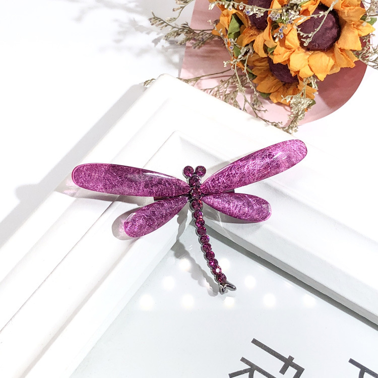 Kristályszitakötő bross Luo Xiang, nőknek, anyag: organikus üveg, stílus: természetes, típus: broš