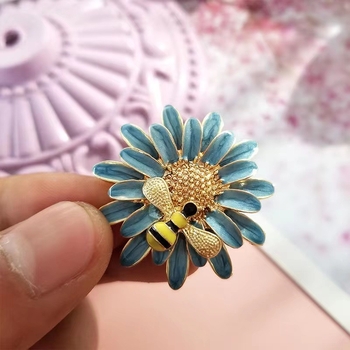 Ötvözetből készült virág brooch, csepegő olaj felülettel, uniszex, OL-stílus, dekoratív kiegészítő