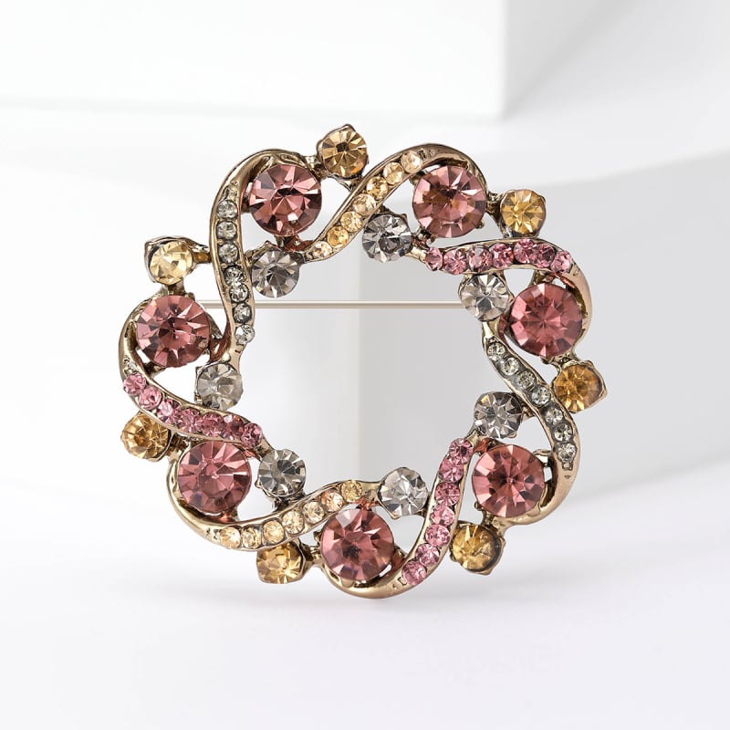 Brošňa s girlandou zo strass pre ženy, zliatina, diamantové spracovanie, séria rhinestones, dekoratívny doplnok