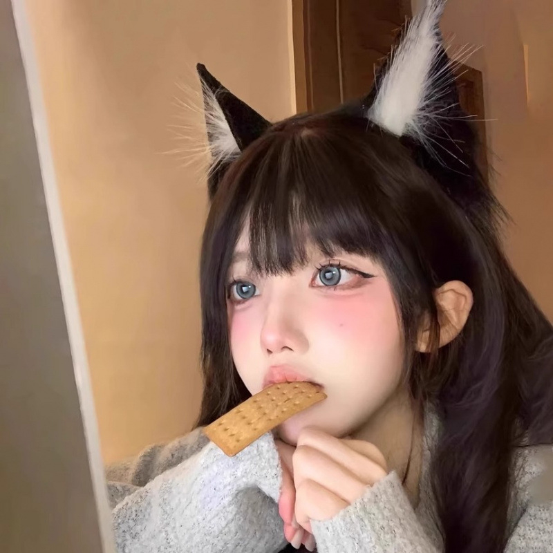 Macskafül plüss fejpánt, személyes trend stílus, 2024 ősz, anyag: Egyéb