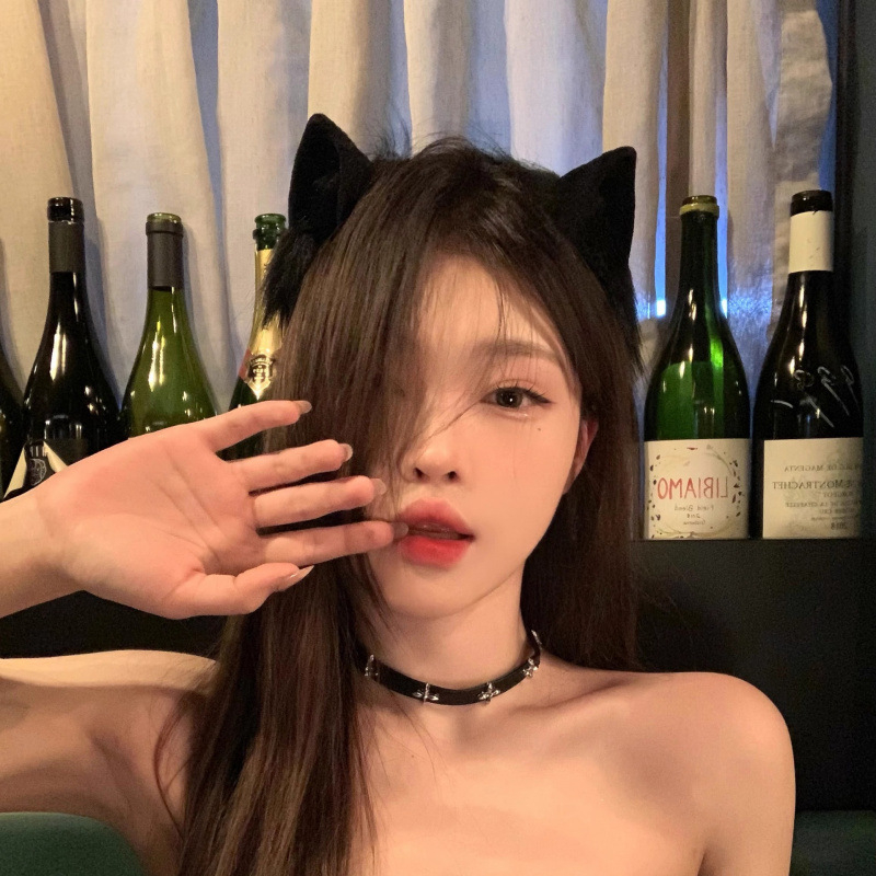 Macskafül plüss fejpánt, személyes trend stílus, 2024 ősz, anyag: Egyéb