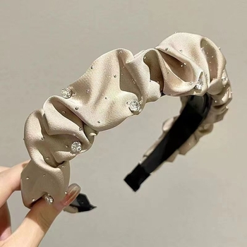 Textil hajpánt, pöttyös mintázattal, kézzel készített, természetes stílus, nőknek