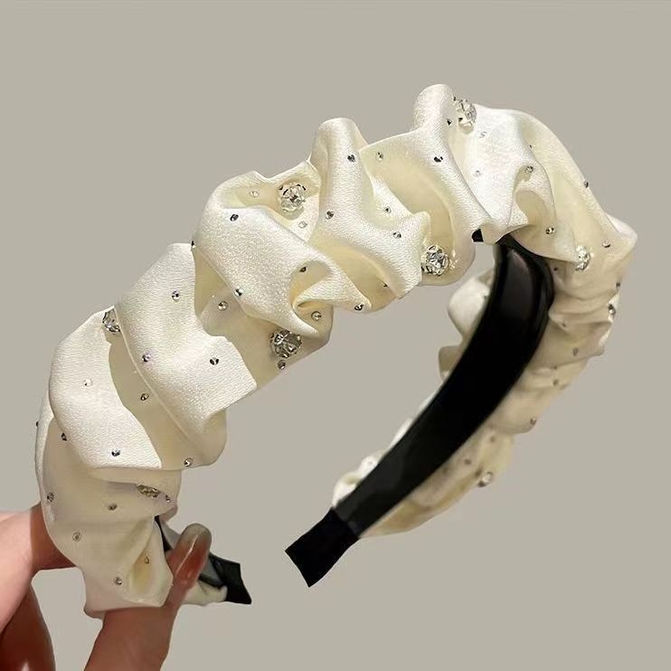 Textil hajpánt, pöttyös mintázattal, kézzel készített, természetes stílus, nőknek