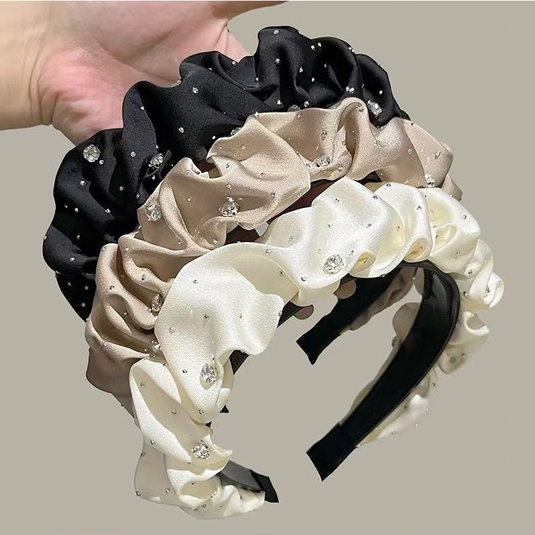 Textil hajpánt, pöttyös mintázattal, kézzel készített, természetes stílus, nőknek