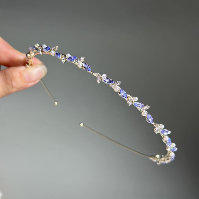 Κεφαλοδέτης με διακοσμητικό λίθο (Material: Alloy; Finish: Electroplated; Listing: Summer 2024; Style: Lovely; Classification: Fresh and Sweet)