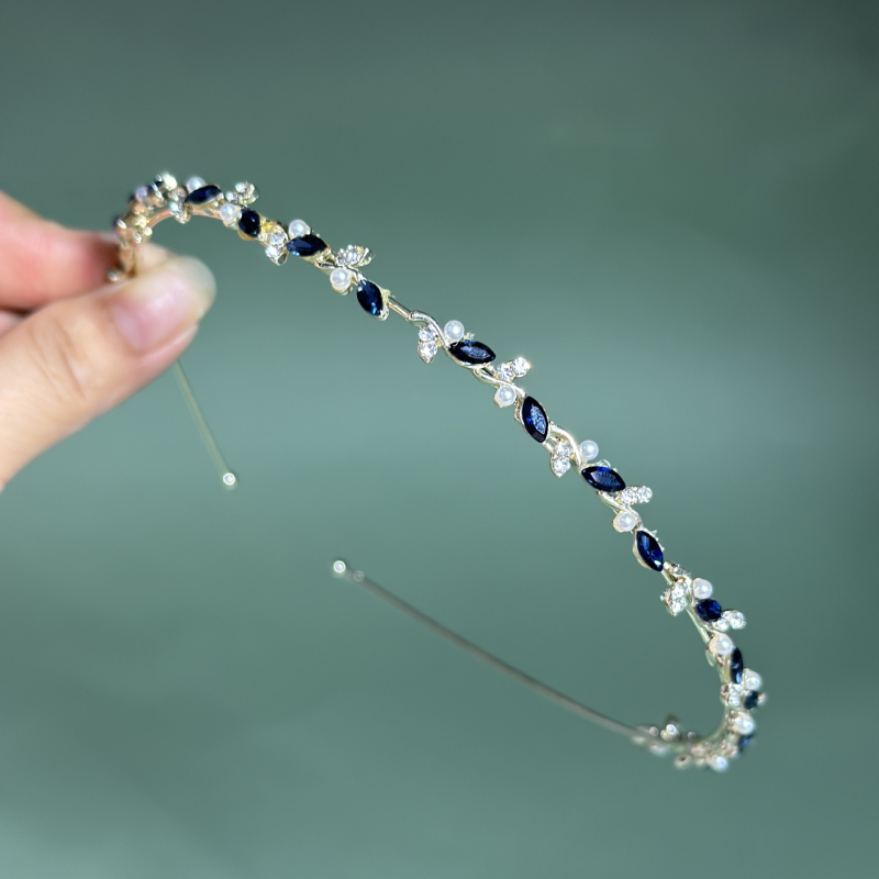 Κεφαλοδέτης με διακοσμητικό λίθο (Material: Alloy; Finish: Electroplated; Listing: Summer 2024; Style: Lovely; Classification: Fresh and Sweet)