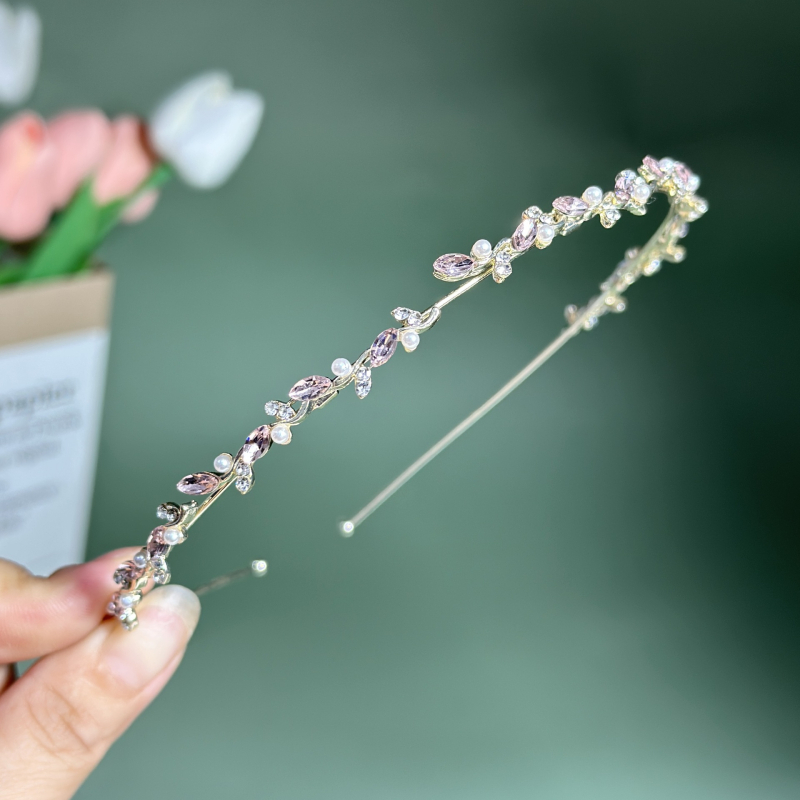 Κεφαλοδέτης με διακοσμητικό λίθο (Material: Alloy; Finish: Electroplated; Listing: Summer 2024; Style: Lovely; Classification: Fresh and Sweet)