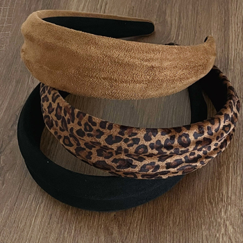 Velúr fejpánt leopard mintával, kézzel készített, őszi 2025, stílus Japán és Dél-Korea, friss és édes