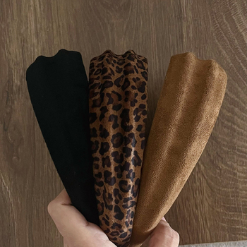 Velúr fejpánt leopard mintával, kézzel készített, őszi 2025, stílus Japán és Dél-Korea, friss és édes