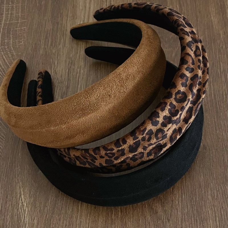 Velúr fejpánt leopard mintával, kézzel készített, őszi 2025, stílus Japán és Dél-Korea, friss és édes