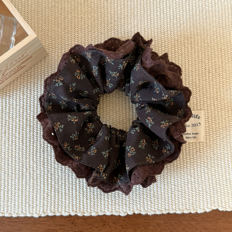 Négy rétegű virágos csipkés hajgumi – kézzel készített, koreai stílus, magas elasztikusság